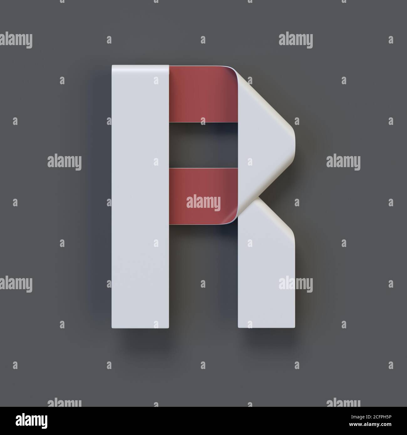 Origami paper font, folded ribbon font 3d rendering, letter R Stock ...