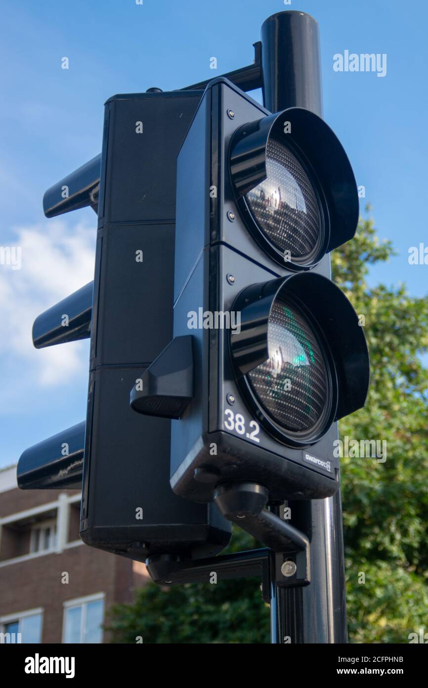 TILBURG, BRABANT, SEPTEMBER 6 2020: Dutch traffic light: green man walking Stock Photo