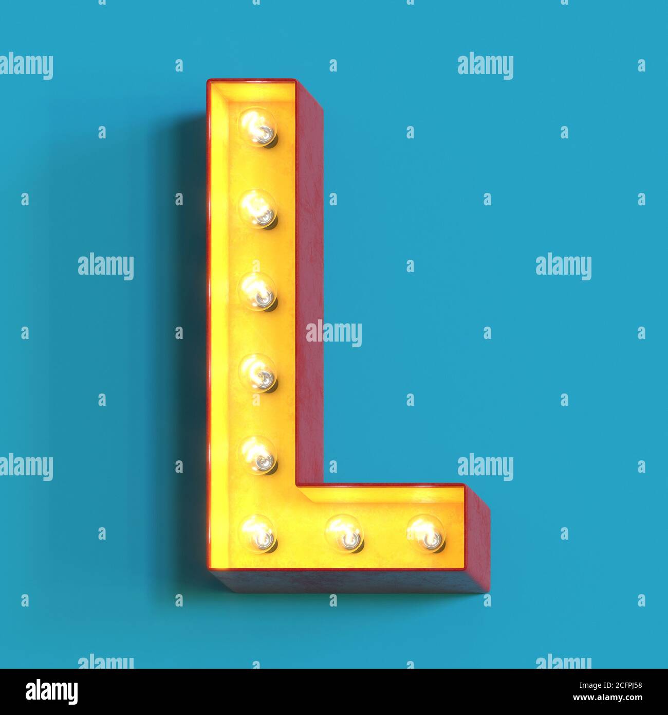 Light bulb glowing font, 3d alphabet character, 3d rendering, letter L Stock Photo