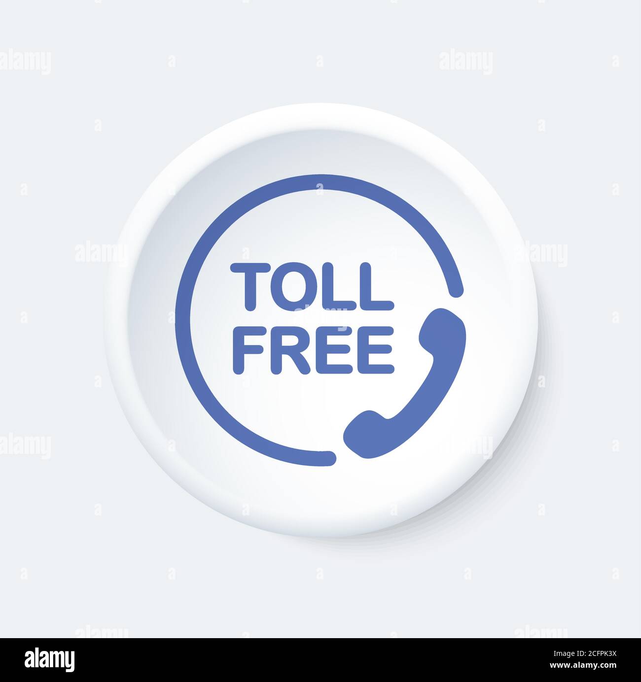 Toll free button. Attendance number symbol.White and blue icon. Stock Vector