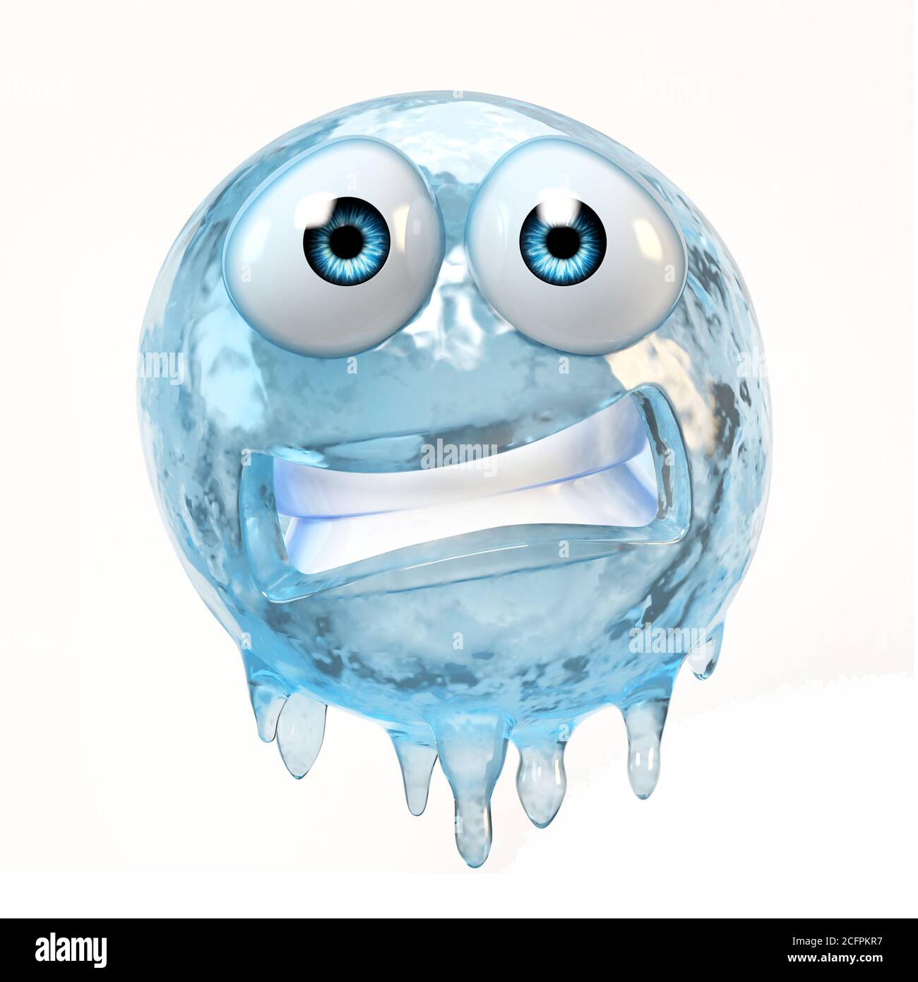 Frozen emoticon on white background 3d rendering Stock Photo - Alamy