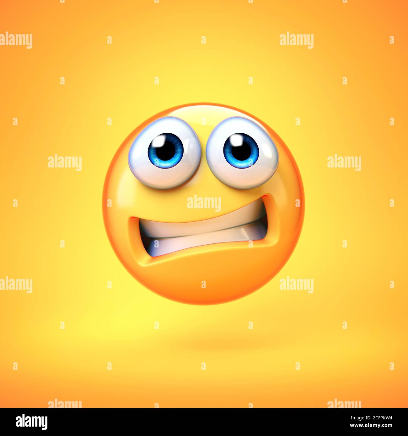 Afraid or Scared Yellow Ball Emoticon Emoji or Smiley 3D model