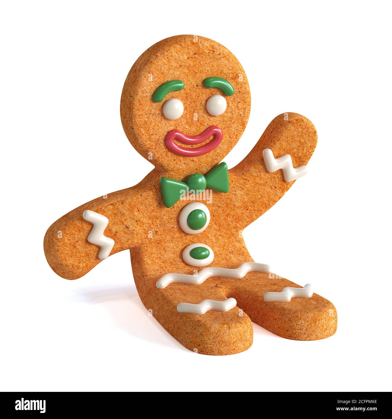 Gingerbread man 3d rendering isolated on white background Stock Photo
