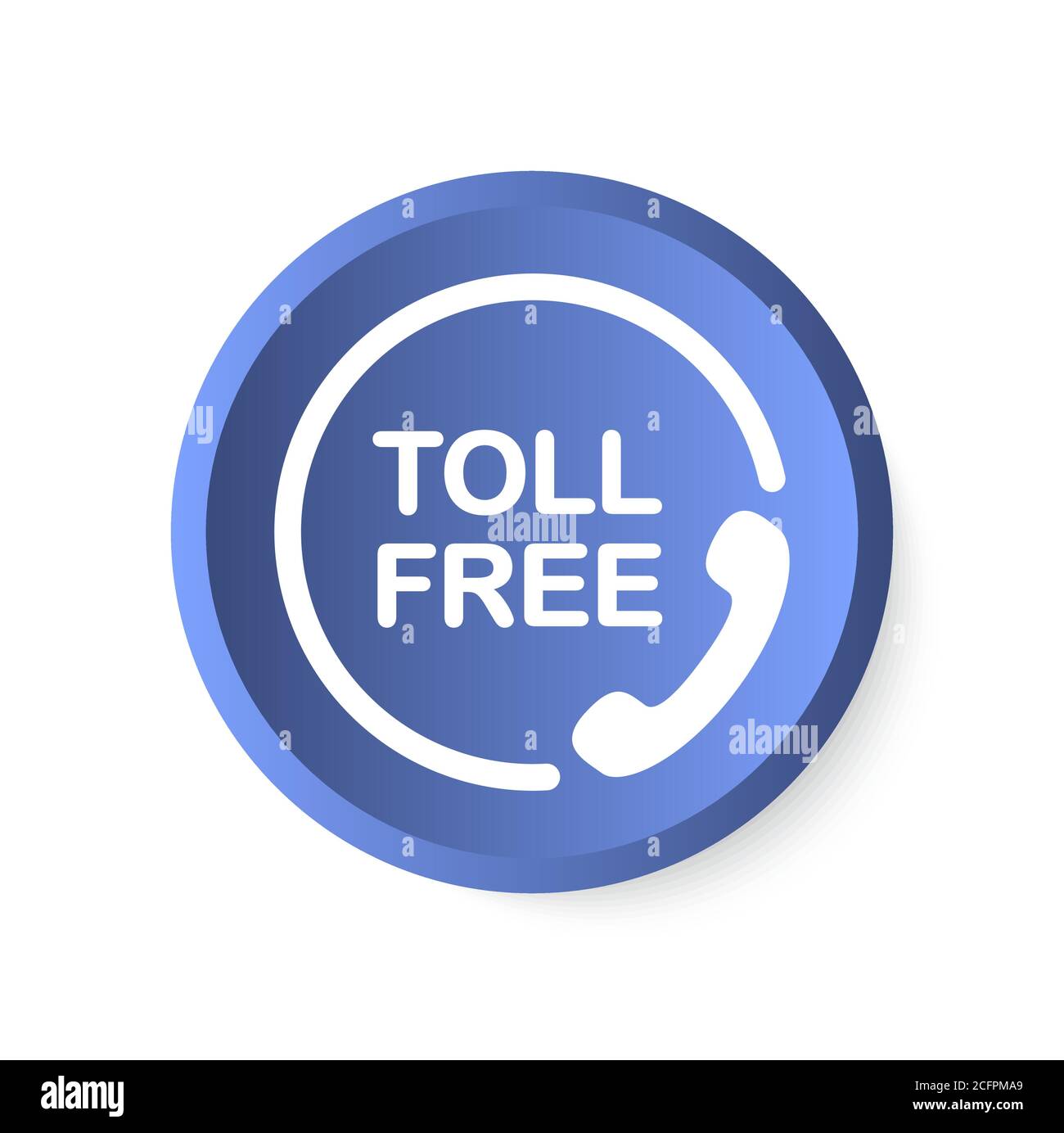 Toll free button. Attendance number symbol.White and blue icon. Stock Vector