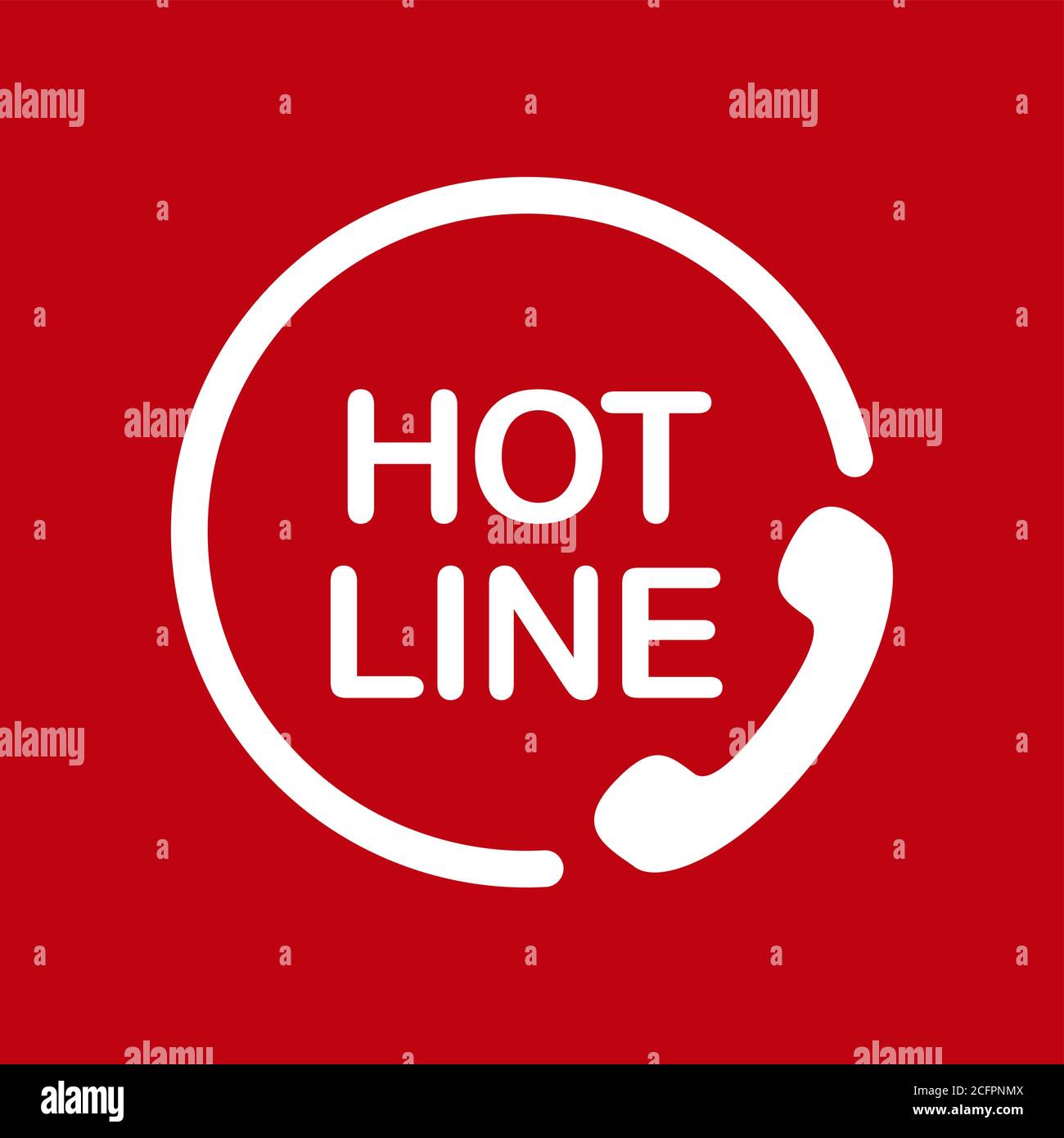 Hot line icon. Attendance number symbol. White sign on red background. Stock Vector