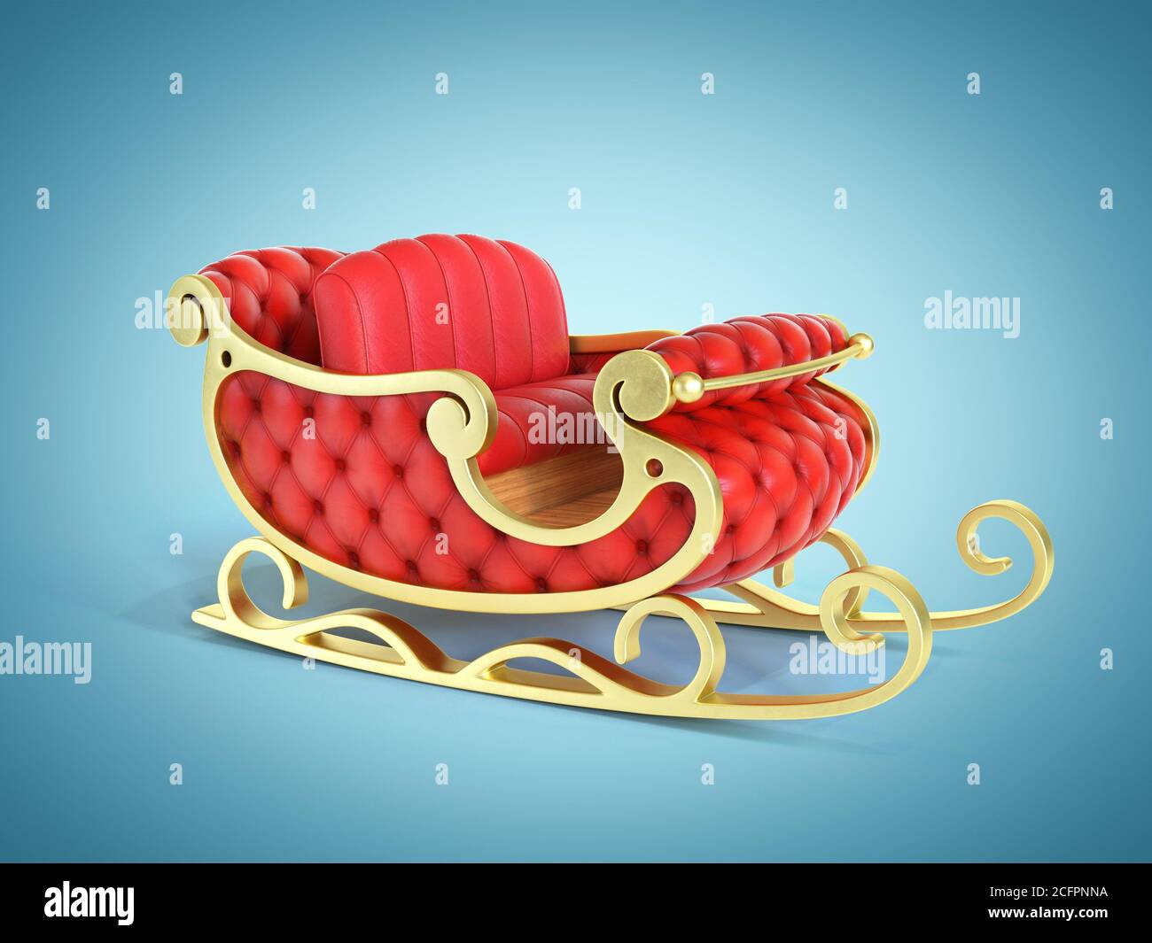 Christmas Santa sleigh, red and golden sledge 3d rendering Stock Photo ...