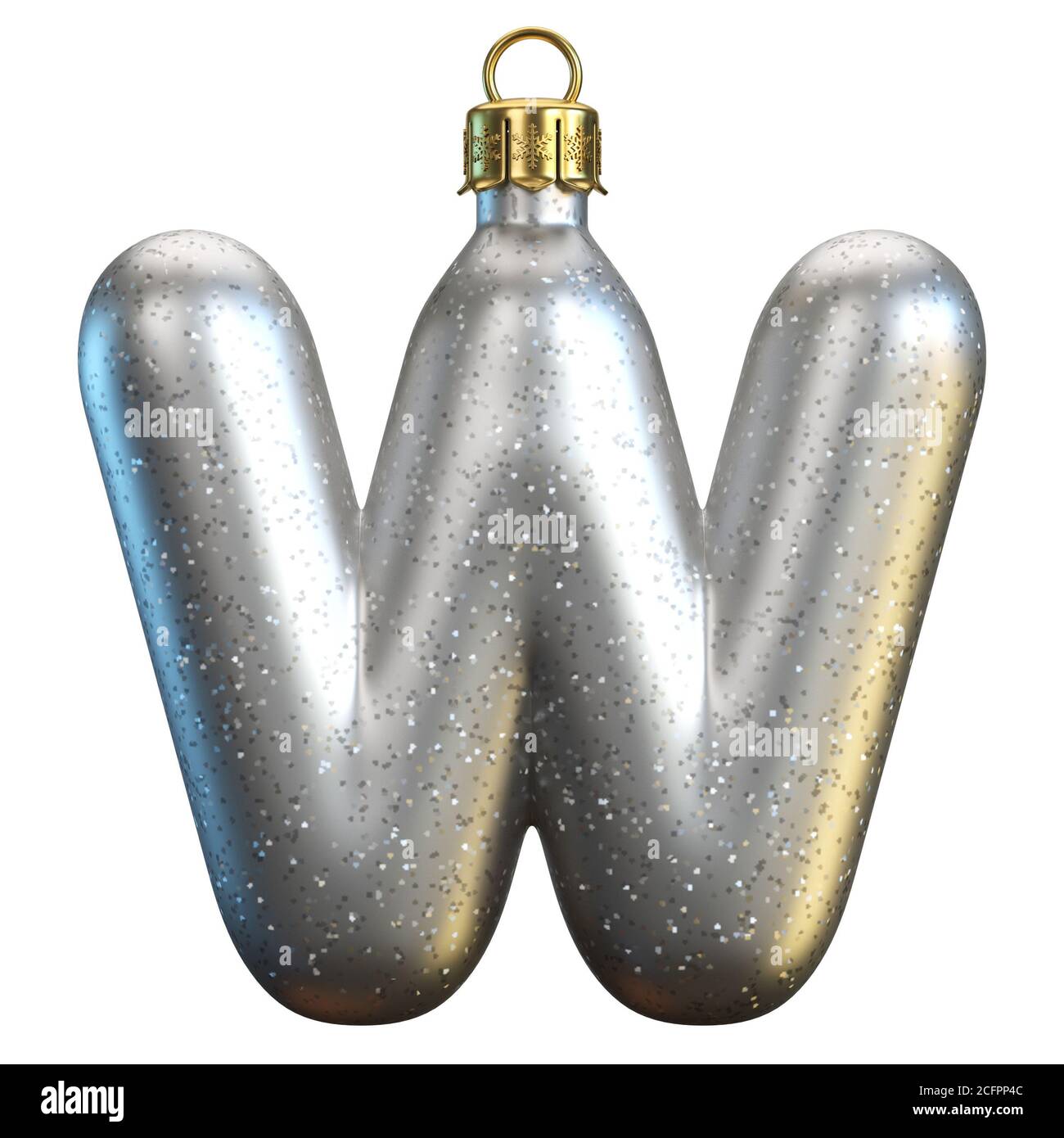 Christmas tree decoration font, 3d rendering, letter W Stock Photo - Alamy
