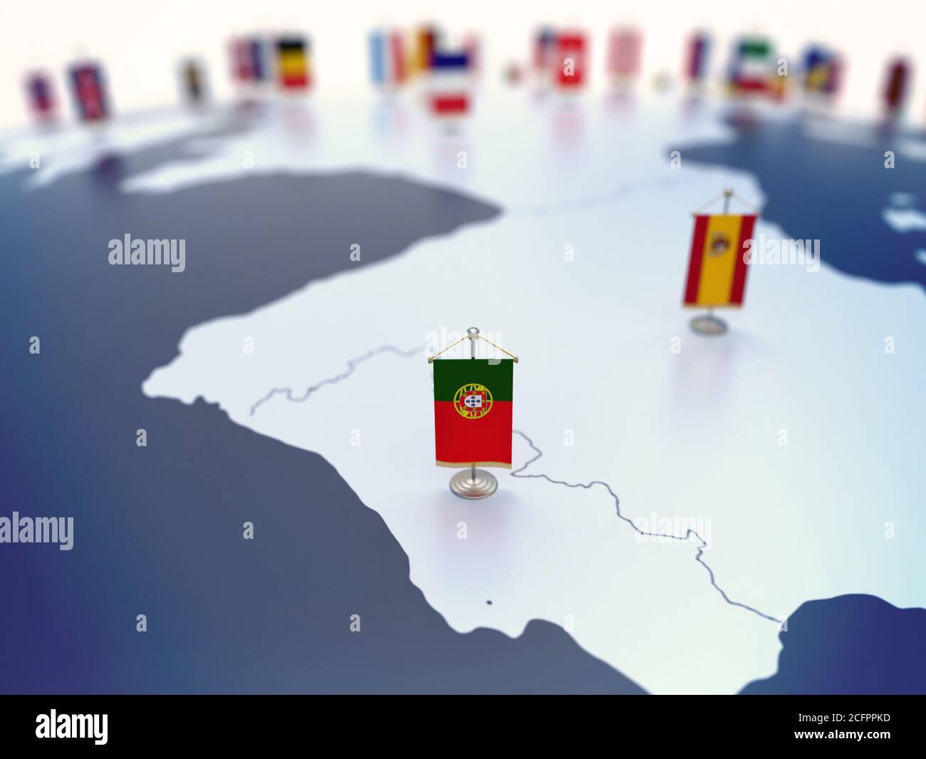 Europe Map, Portugal With Flag Stock Photo, Royalty-Free