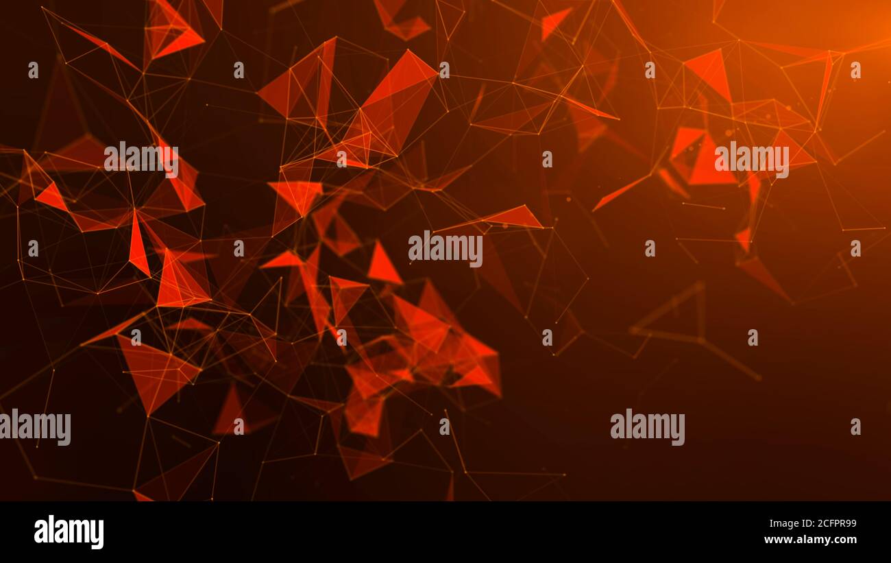 Orange abstract technology modern background with spotted particles and ...