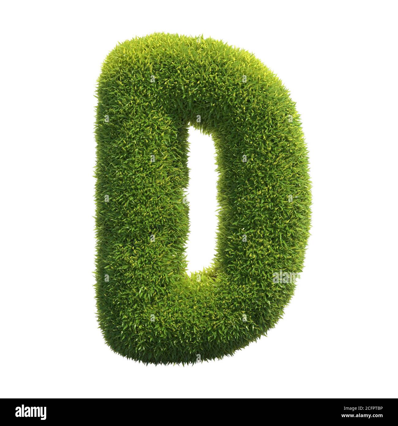 Grass font 3d rendering letter D Stock Photo