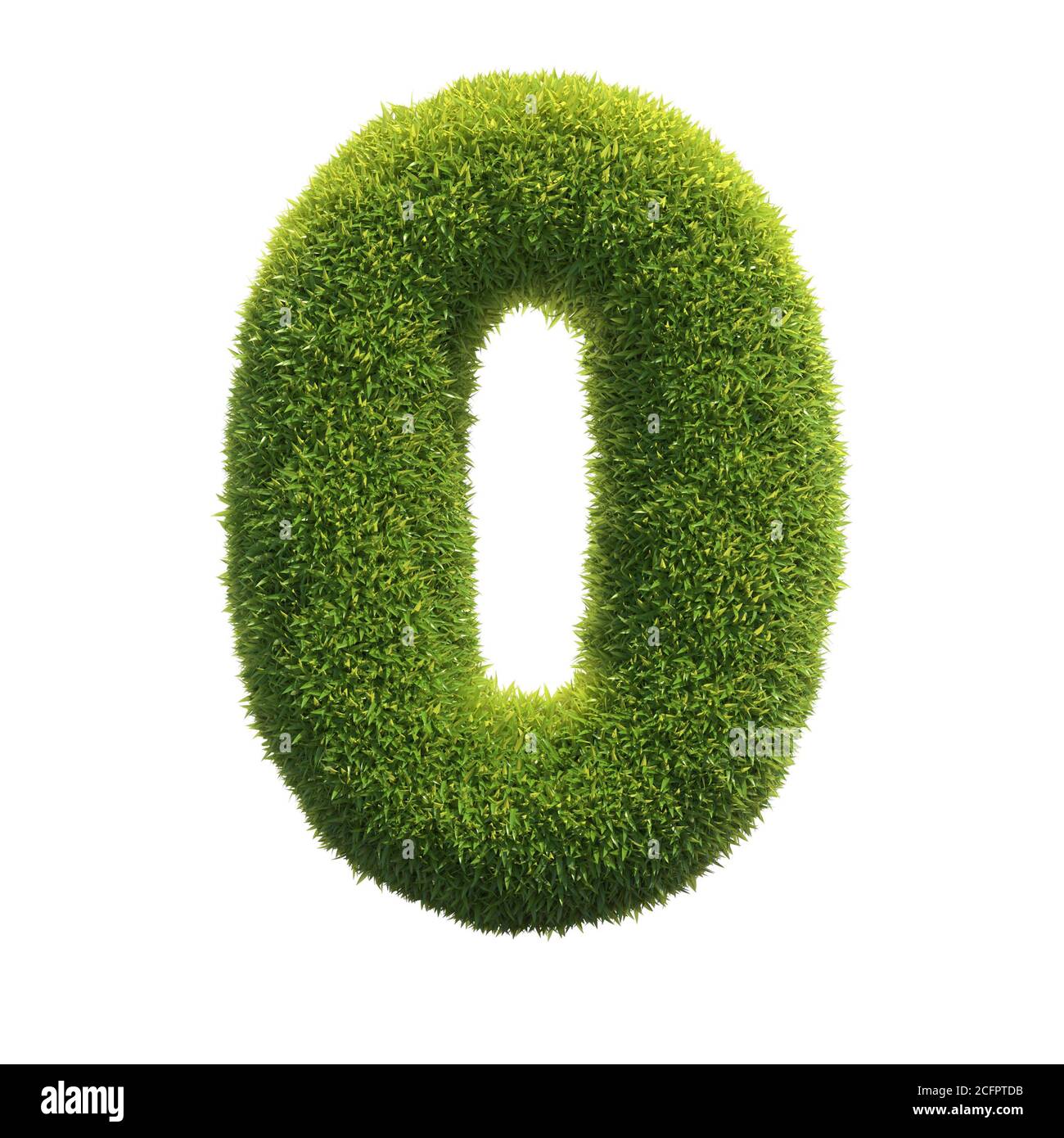 Grass font 3d rendering number 0 Stock Photo