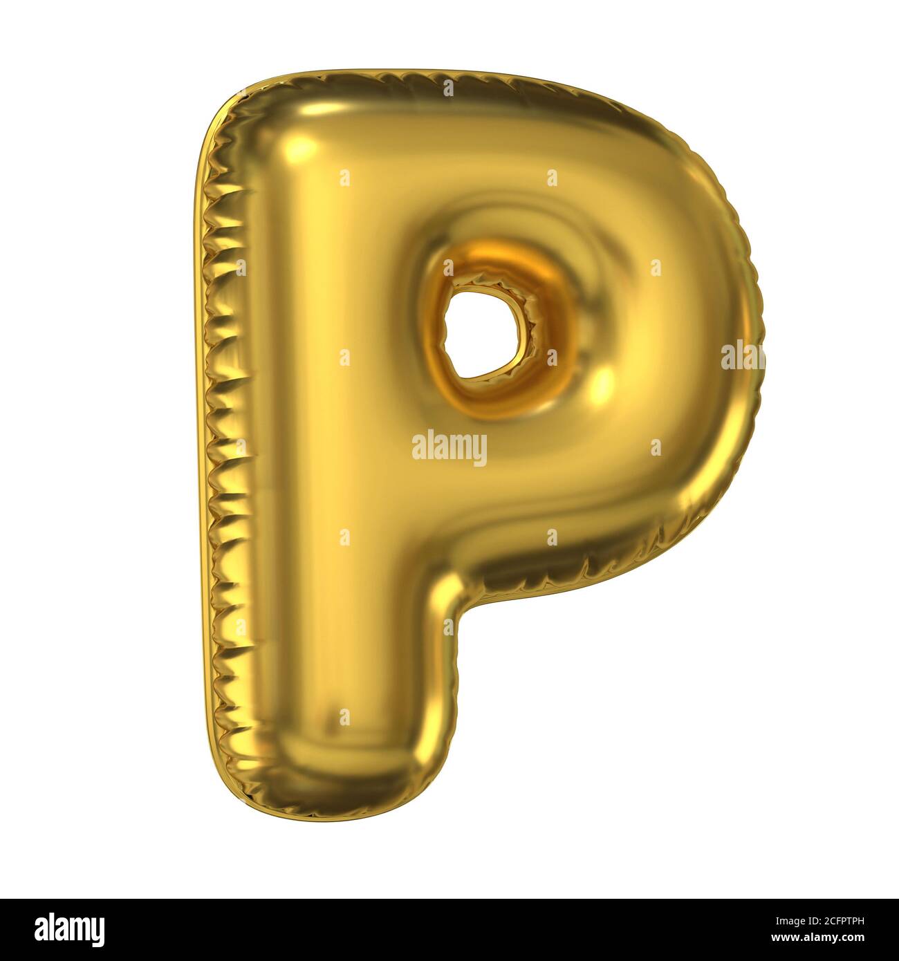 Golden balloon font 3d rendering, letter P Stock Photo