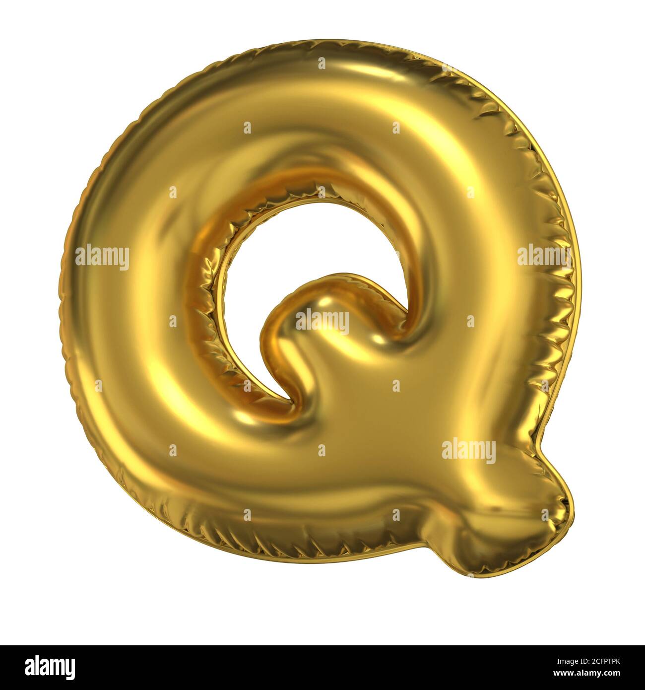 Golden balloon font 3d rendering, letter Q Stock Photo
