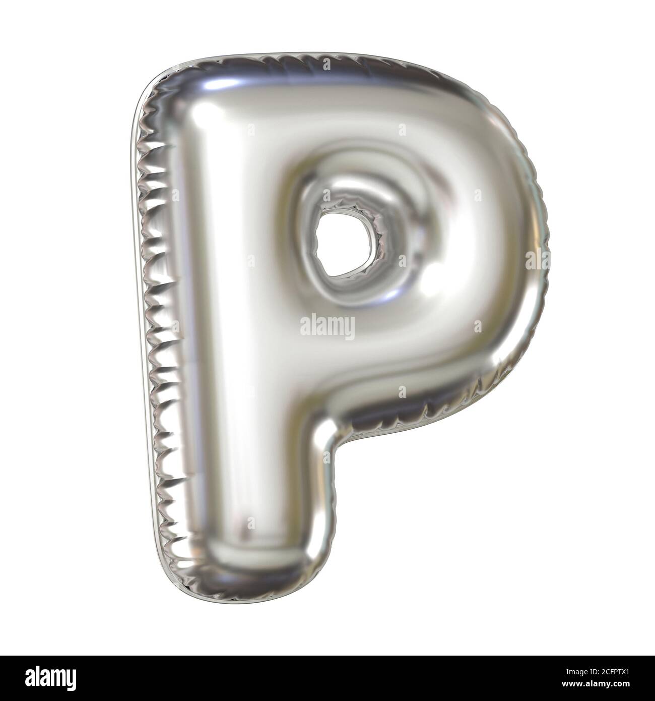 Silver balloon font 3d rendering, letter P Stock Photo