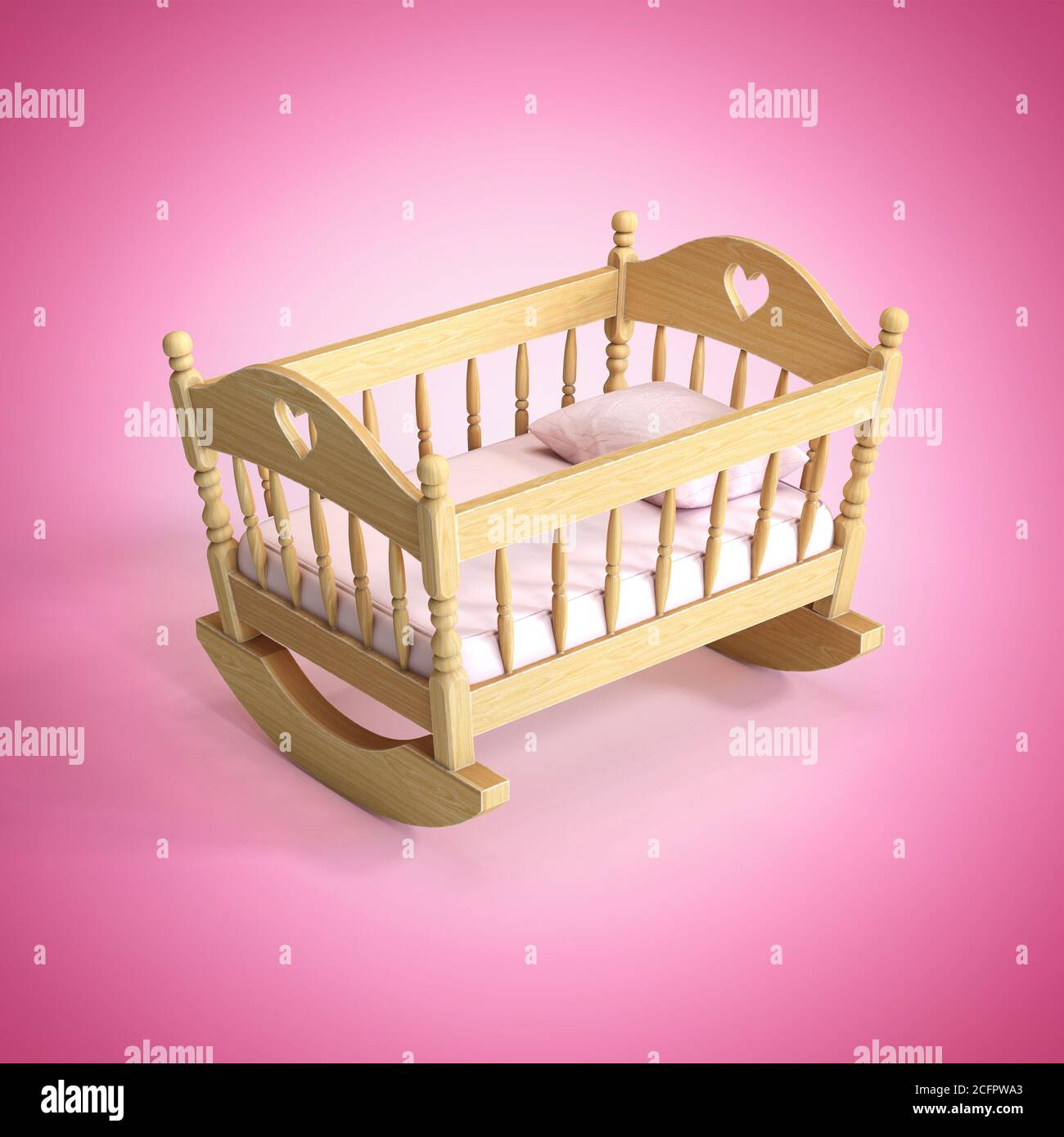 Cradle on pink background  3d rendering Stock Photo