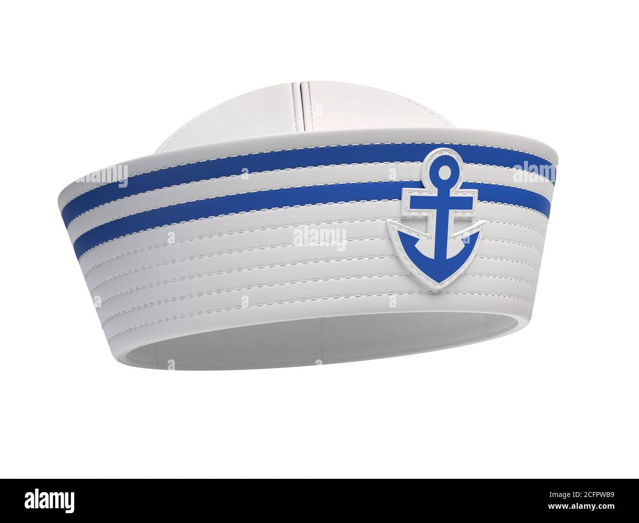Sailor Hat White with Blue Band and Gold Anchor Costume Accessory
