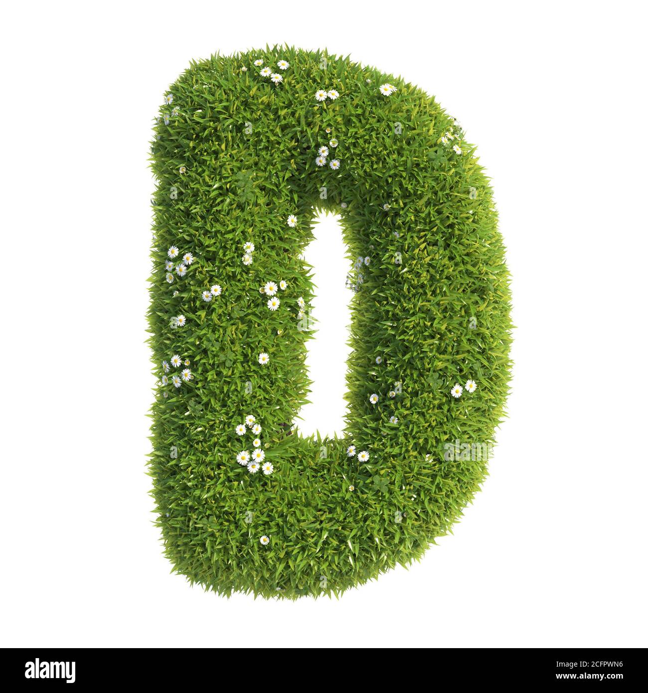 Grass font 3d rendering letter D Stock Photo