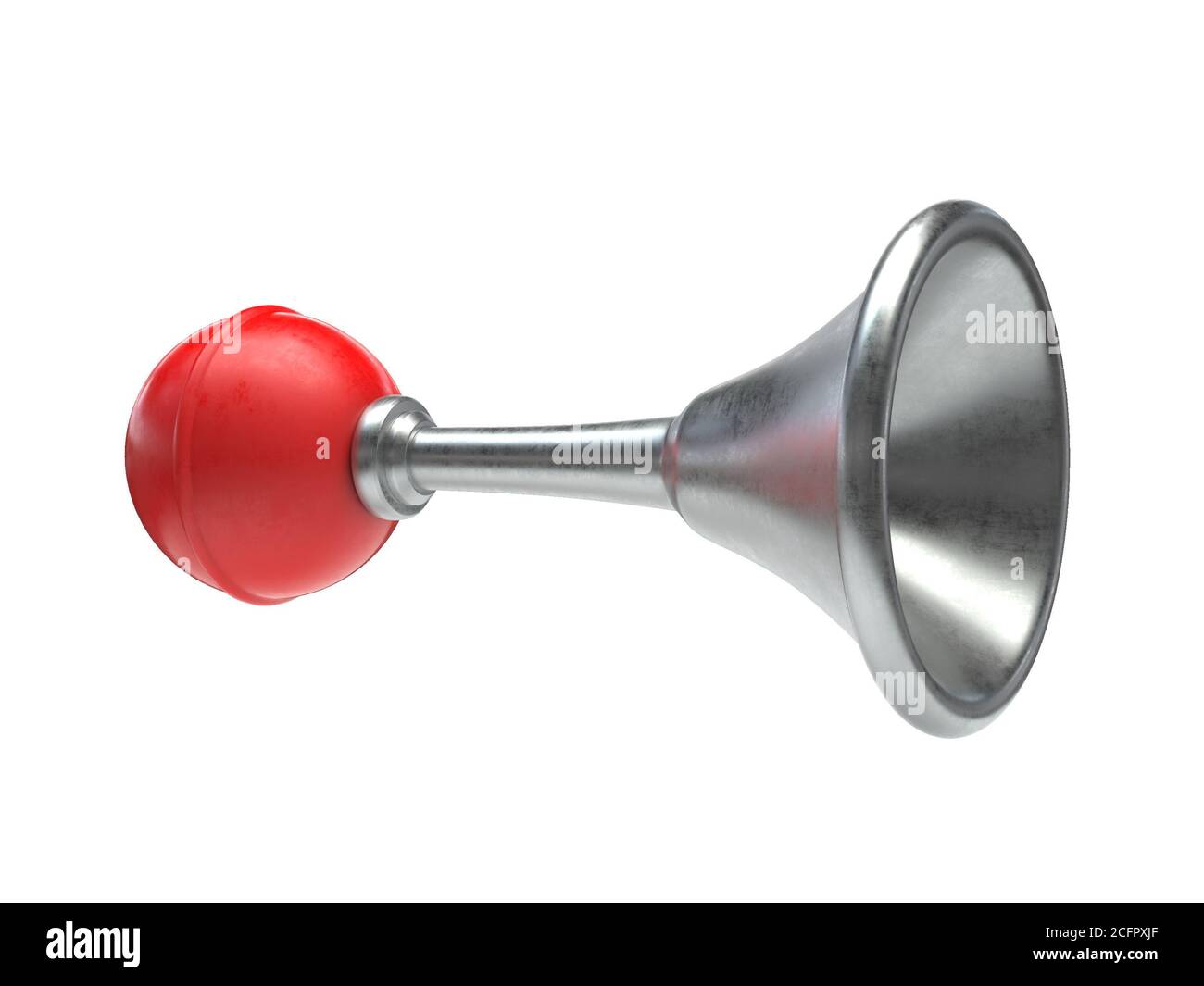 Klaxon, retro air horn, honk, siren isolated on white, 3d rendering