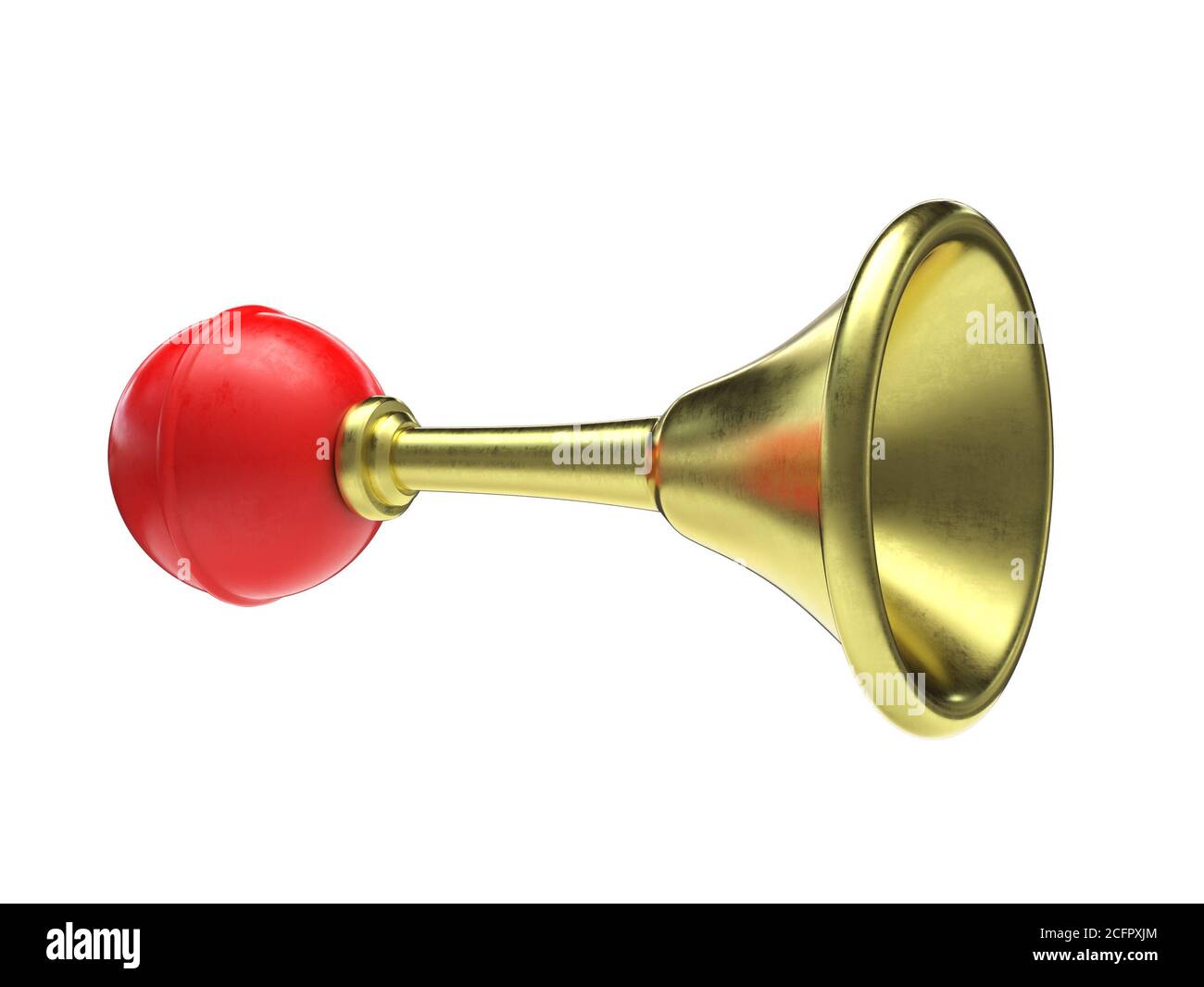 Klaxon, retro air horn, honk, siren isolated on white, 3d rendering