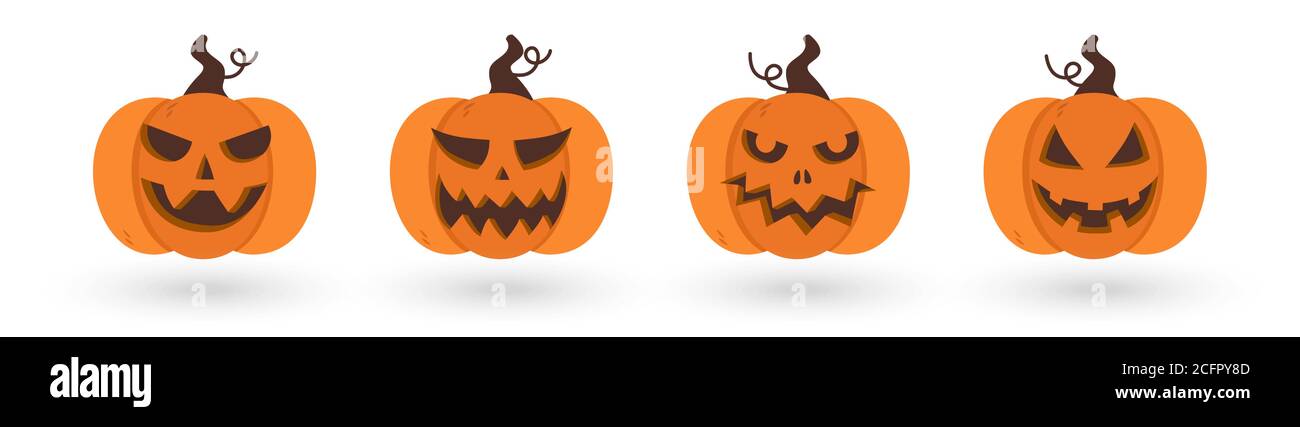 Set of scary and funny halloween pumpkins Stock Vector