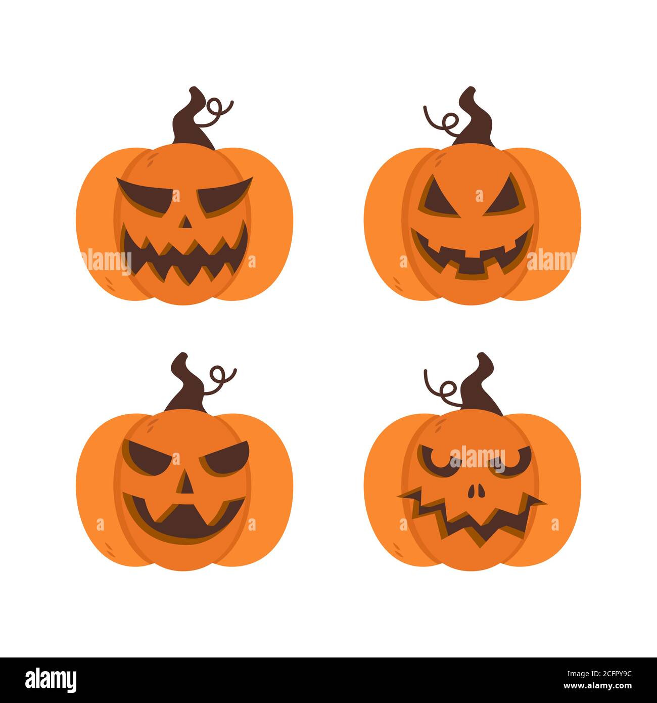 Set of scary and funny halloween pumpkins Stock Vector