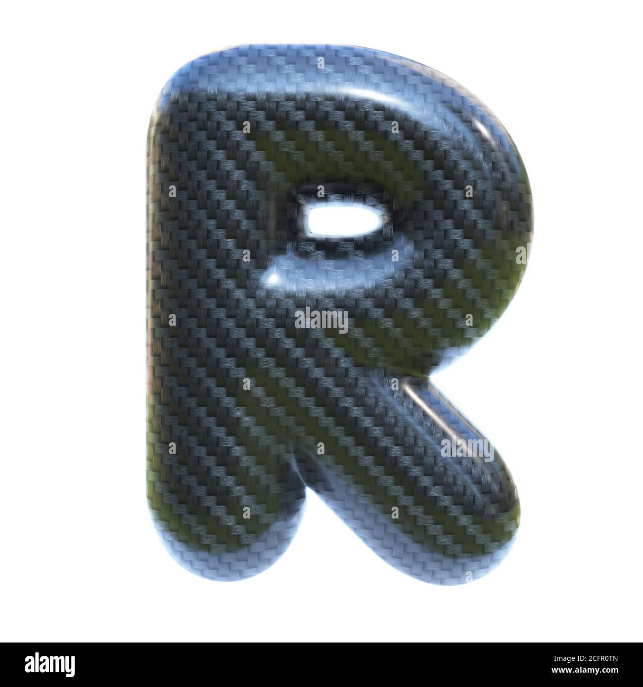Carbon fiber font, 3d rendering, letter R Stock Photo