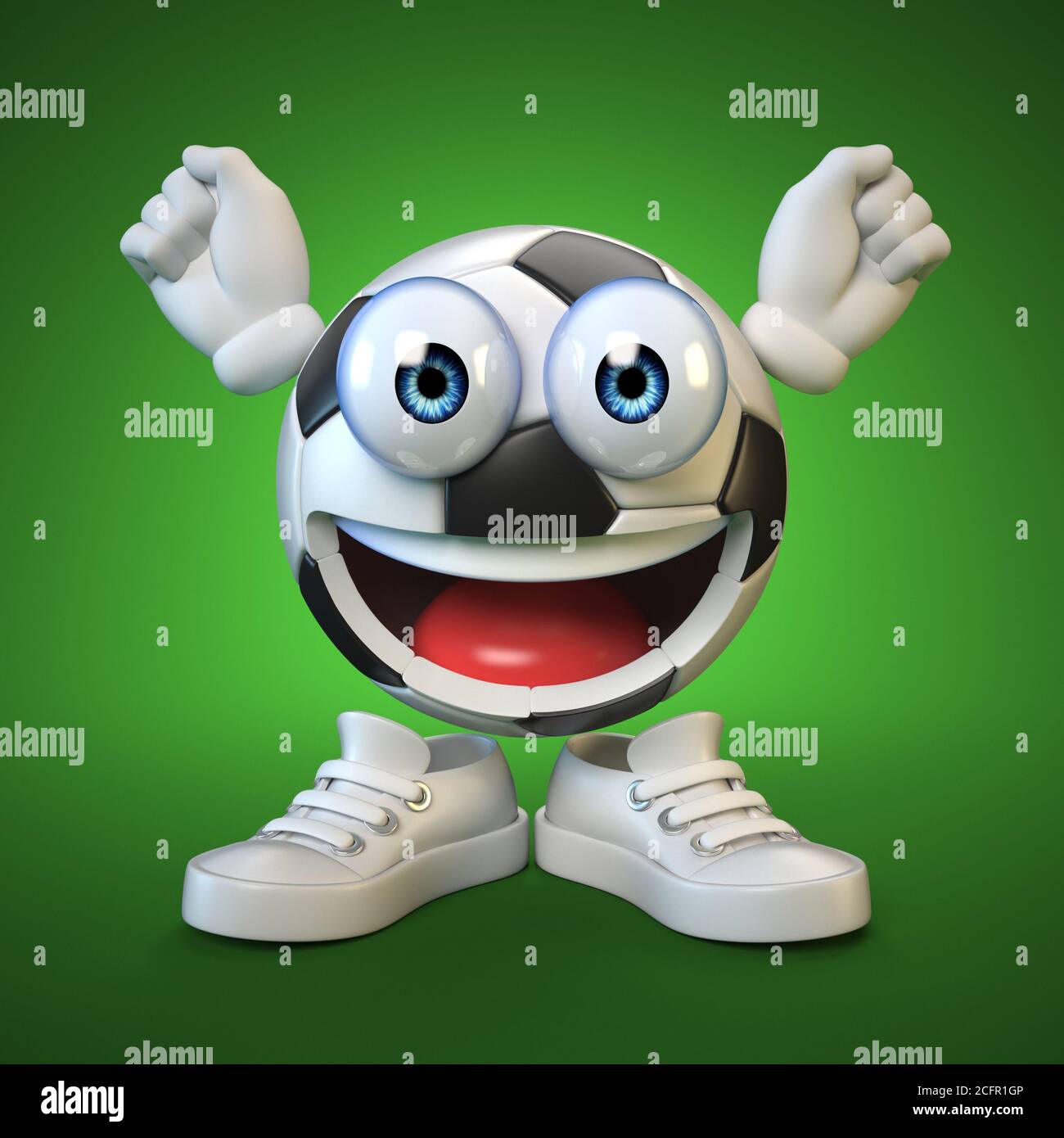 Football, soccer ball with cartoon face, sport emoji, football mascot