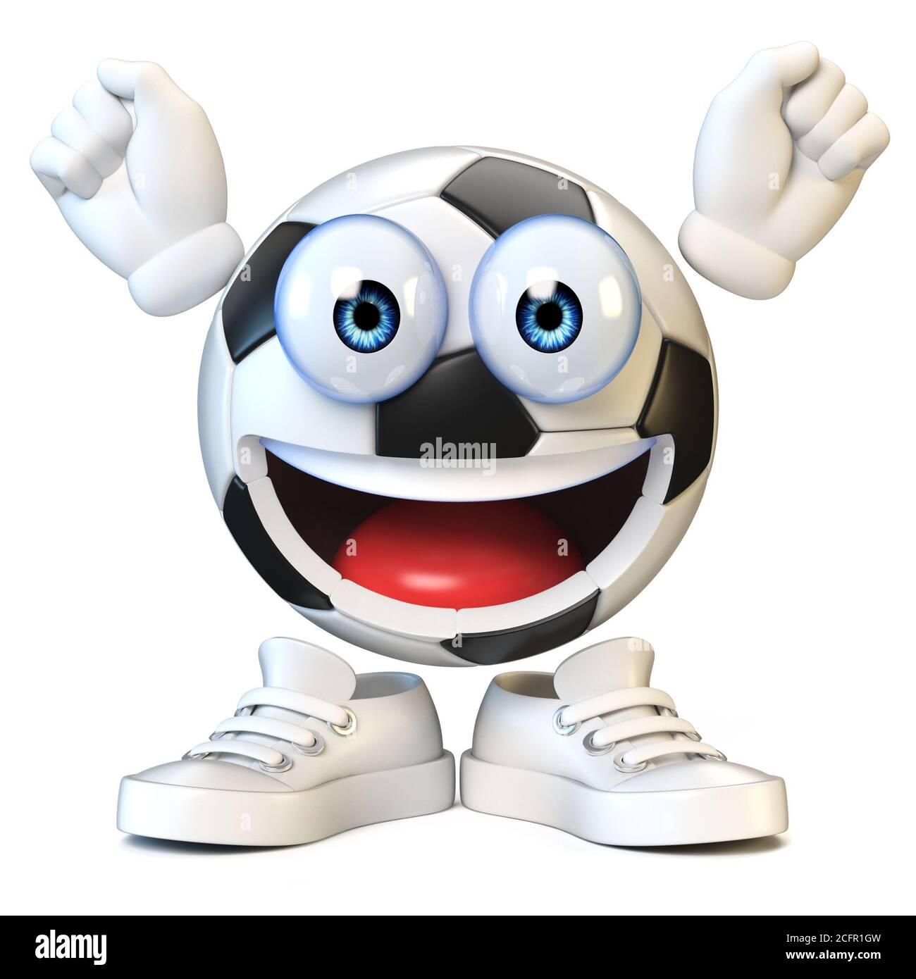 Football, soccer ball with cartoon face, sport emoji, football mascot