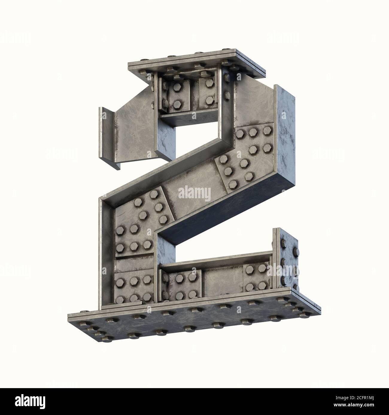 Steel beam font 3d rendering number 2 Stock Photo Alamy