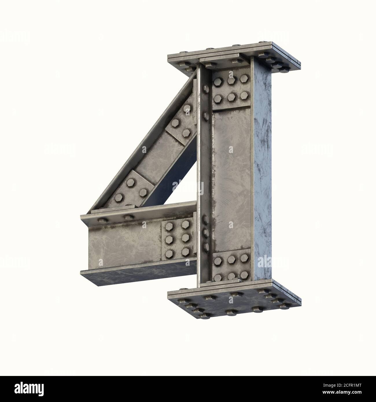 Steel beam font 3d rendering number 4 Stock Photo Alamy