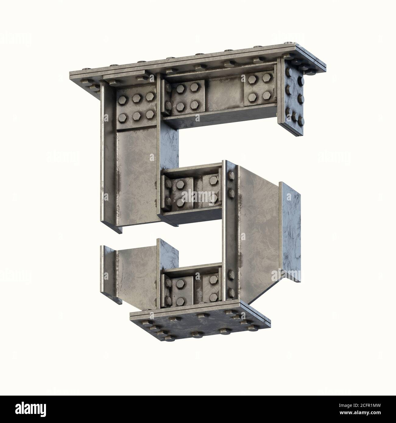 Steel beam font 3d rendering number 5 Stock Photo Alamy