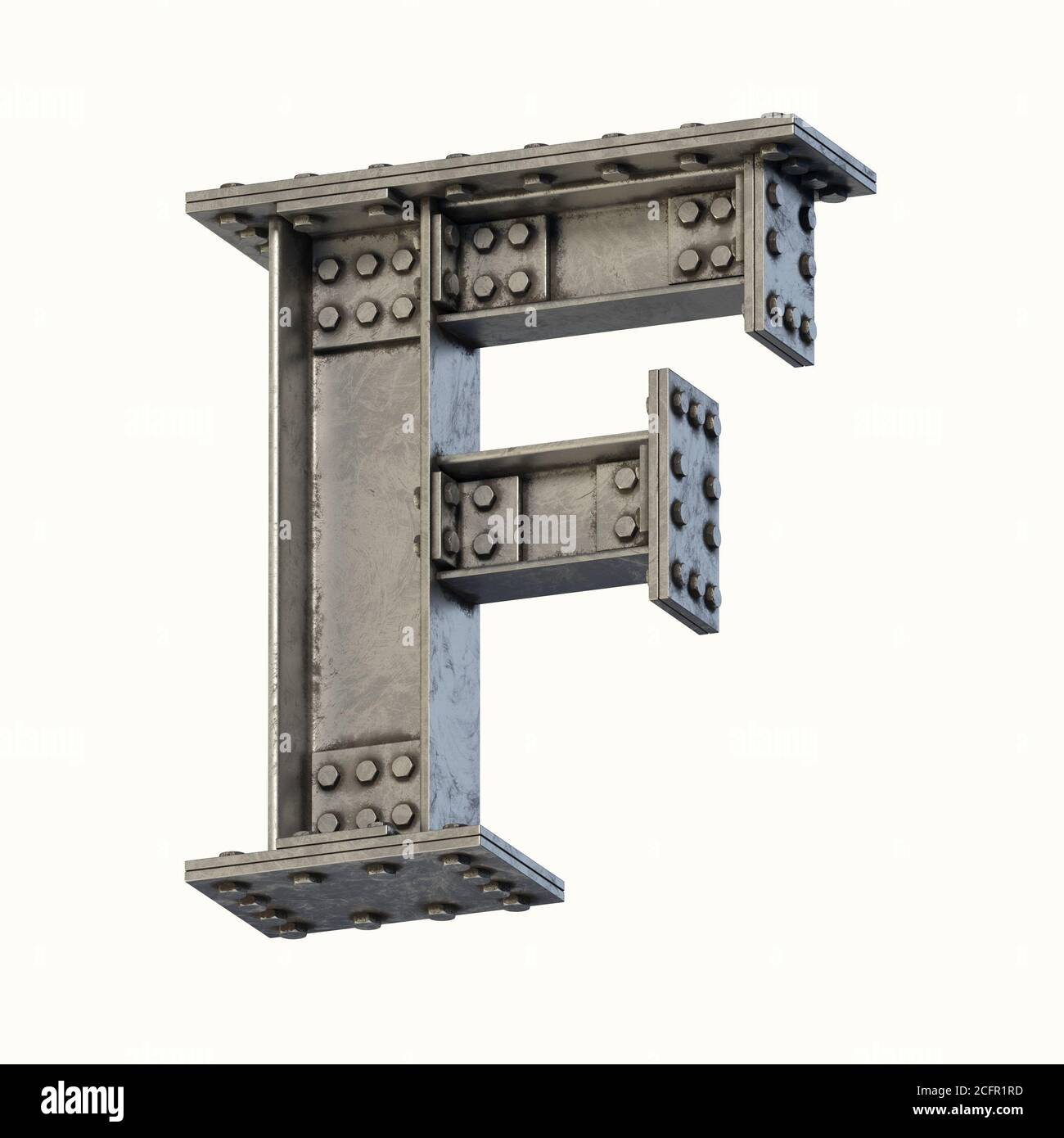Steel beam font 3d rendering letter F Stock Photo Alamy