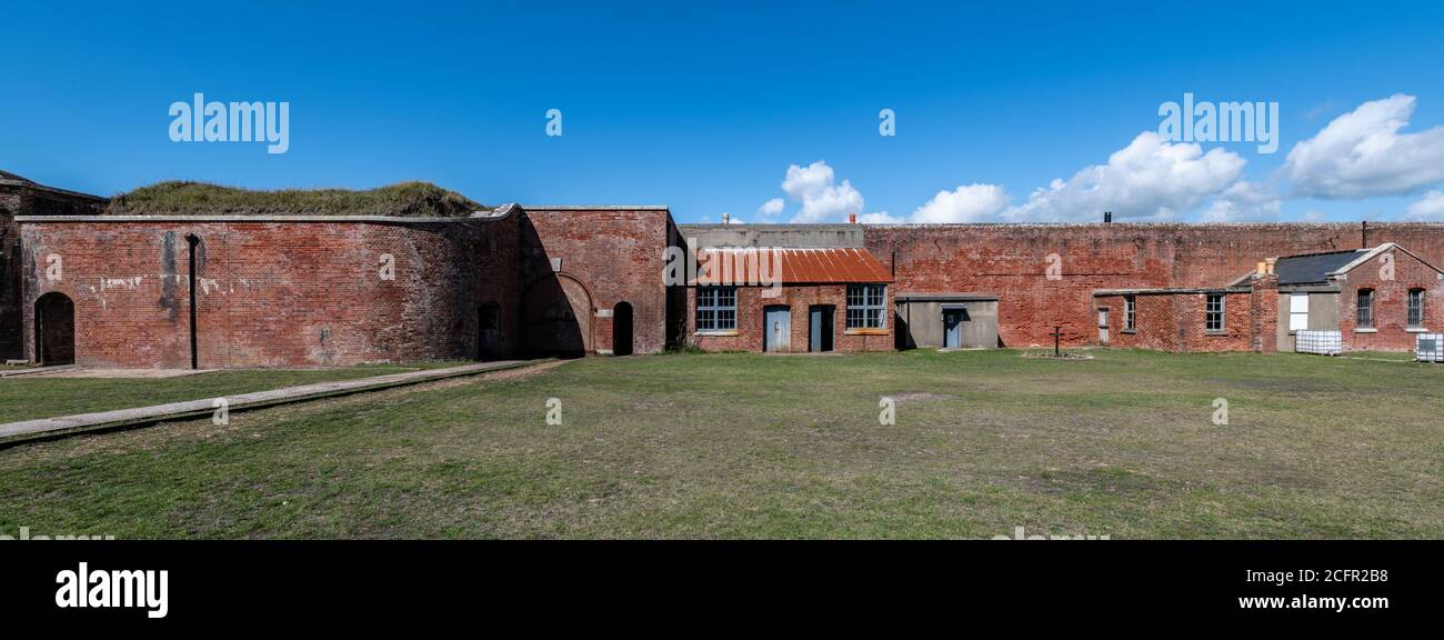 Abandoned military buildings at Hurst Castle in Hampshire, UK Stock