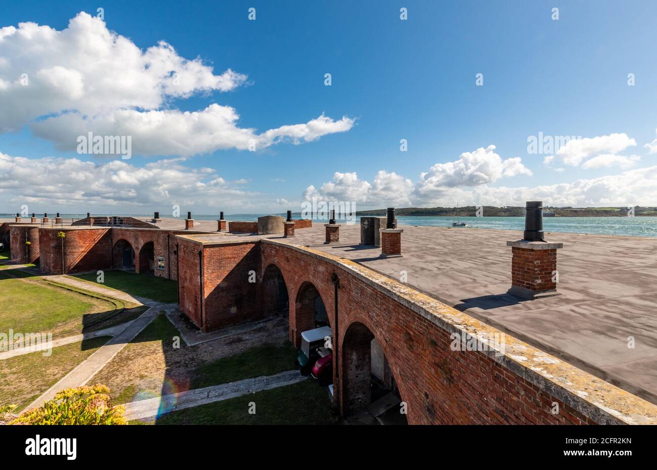 Abandoned military buildings at Hurst Castle in Hampshire, UK Stock