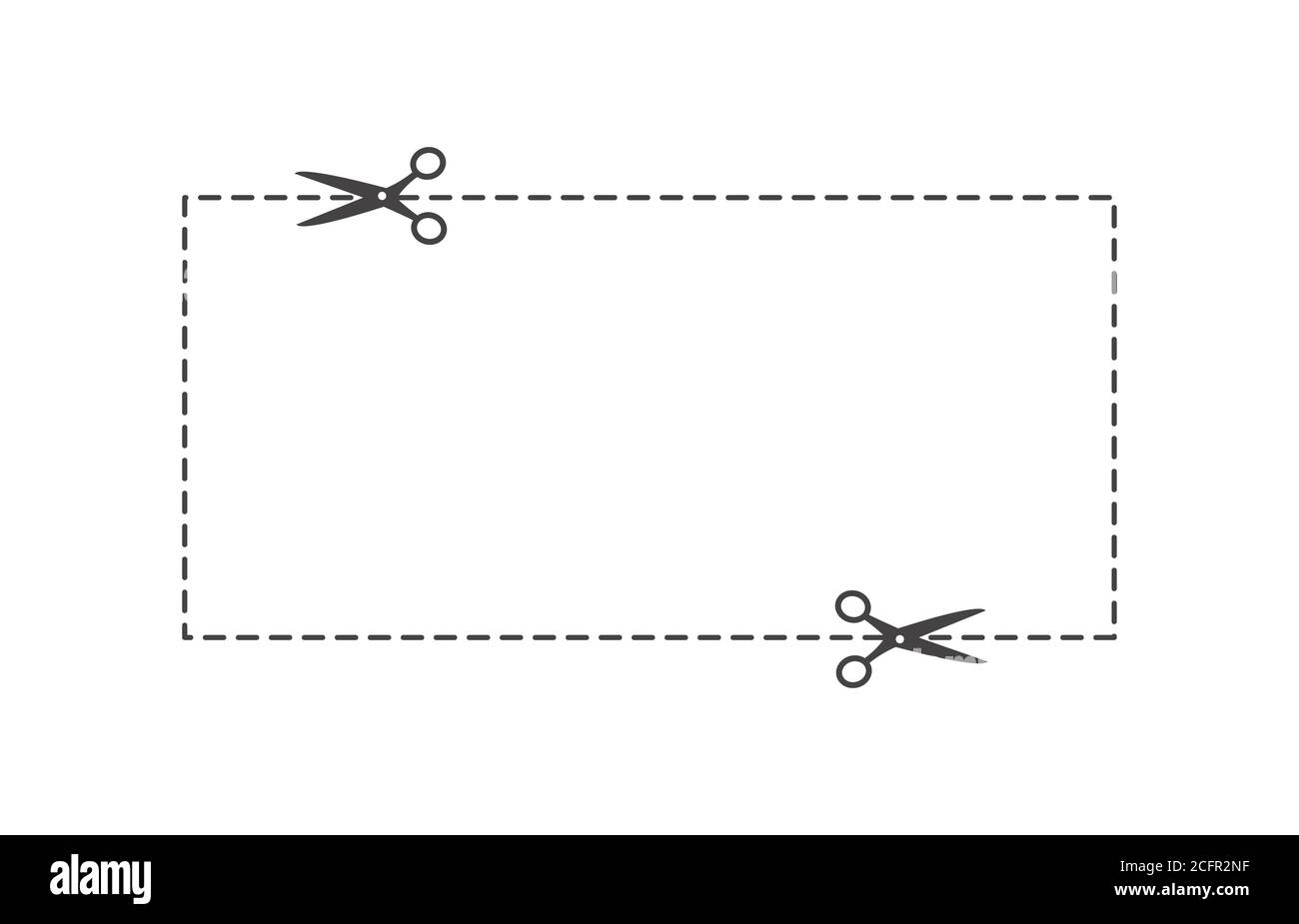 Simple Scissor icon set cutting rectangular shape. Stock Vector