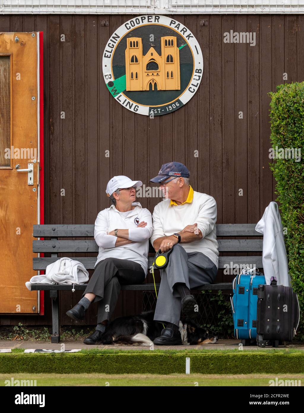 7 September 2020. Cooper Park Bowling Club, Elgin, Moray, Scotland, UK. This is a scene from the Bowling Club on a sunny Sunday afternoon. Stock Photo