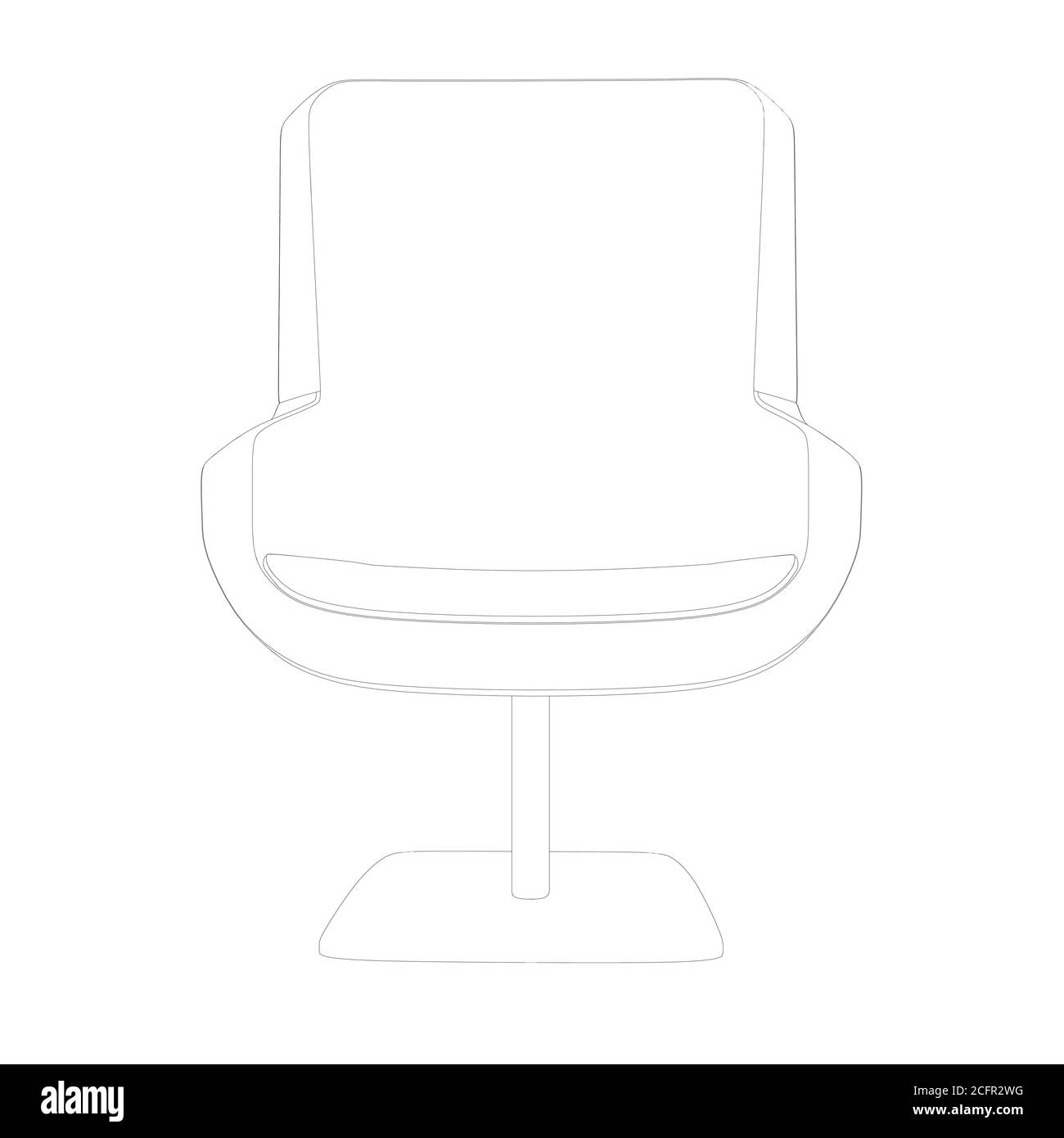 Contour of a comfortable chair from black lines isolated on white ...