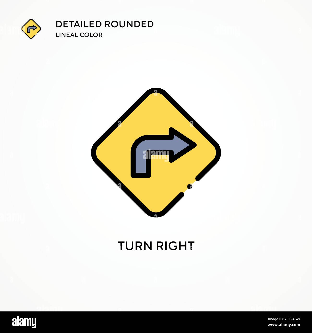 Turn right vector icon. Modern vector illustration concepts. Easy to edit and customize Stock