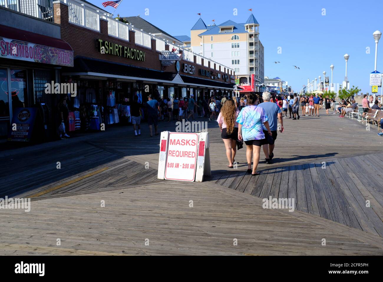Ocean City Maryland Boardwalk on Labor Day Weekend with Masks Required