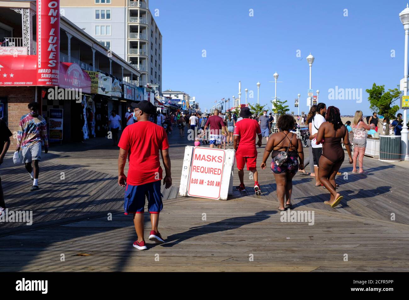 Ocean City Maryland Boardwalk on Labor Day Weekend with Masks Required