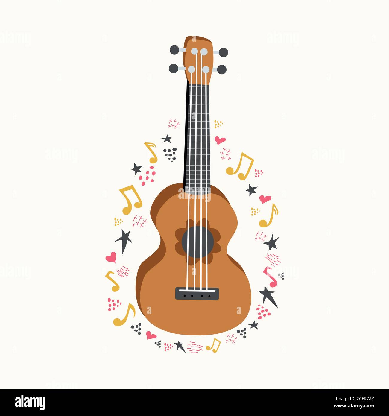 Cartoon ukulele with lettering text for summer, music poster template  design Stock Vector Image & Art - Alamy