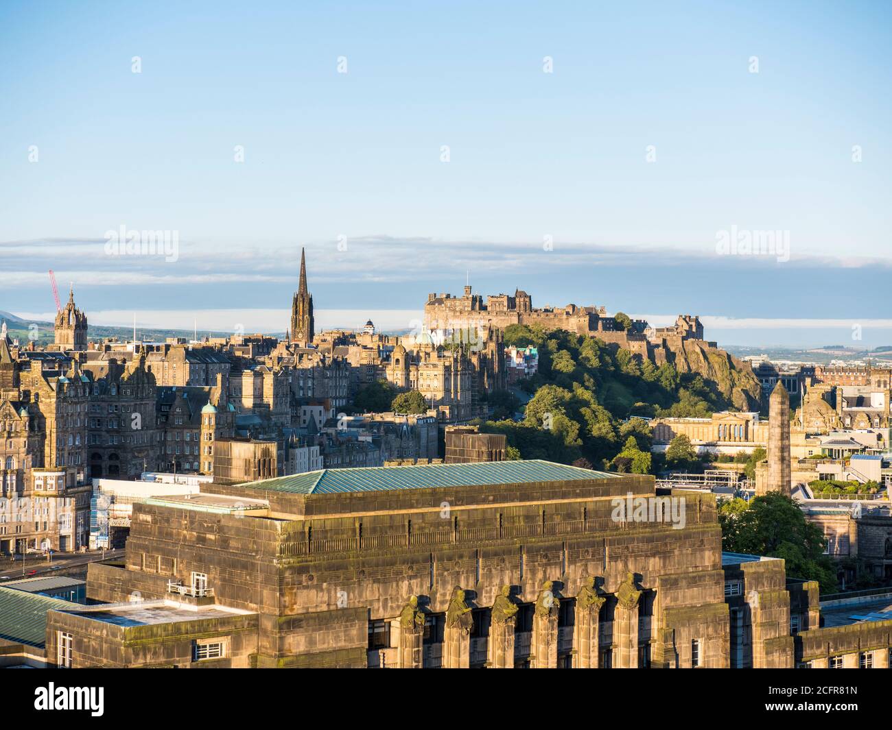St Andrews House, Scottish Government Building, with Edinburgh Castle
