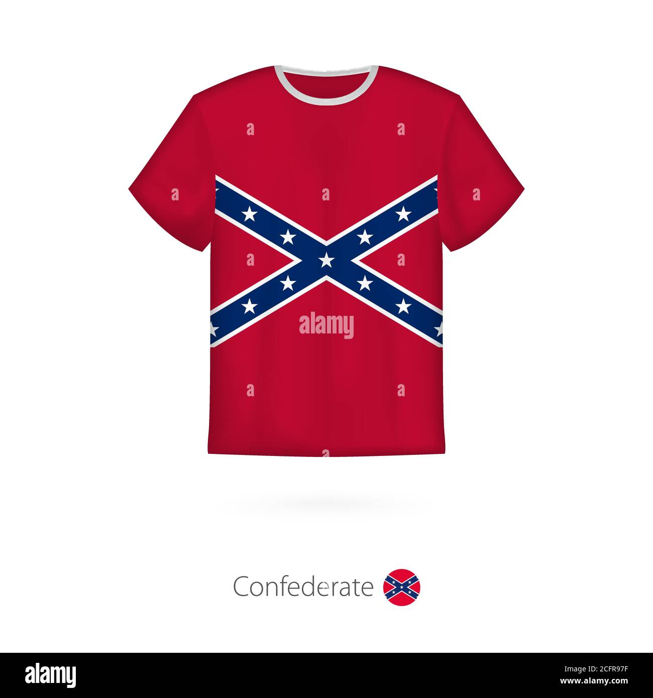 T-shirt design with flag of Confederate U.S. state. T-shirt vector template. Stock Vector