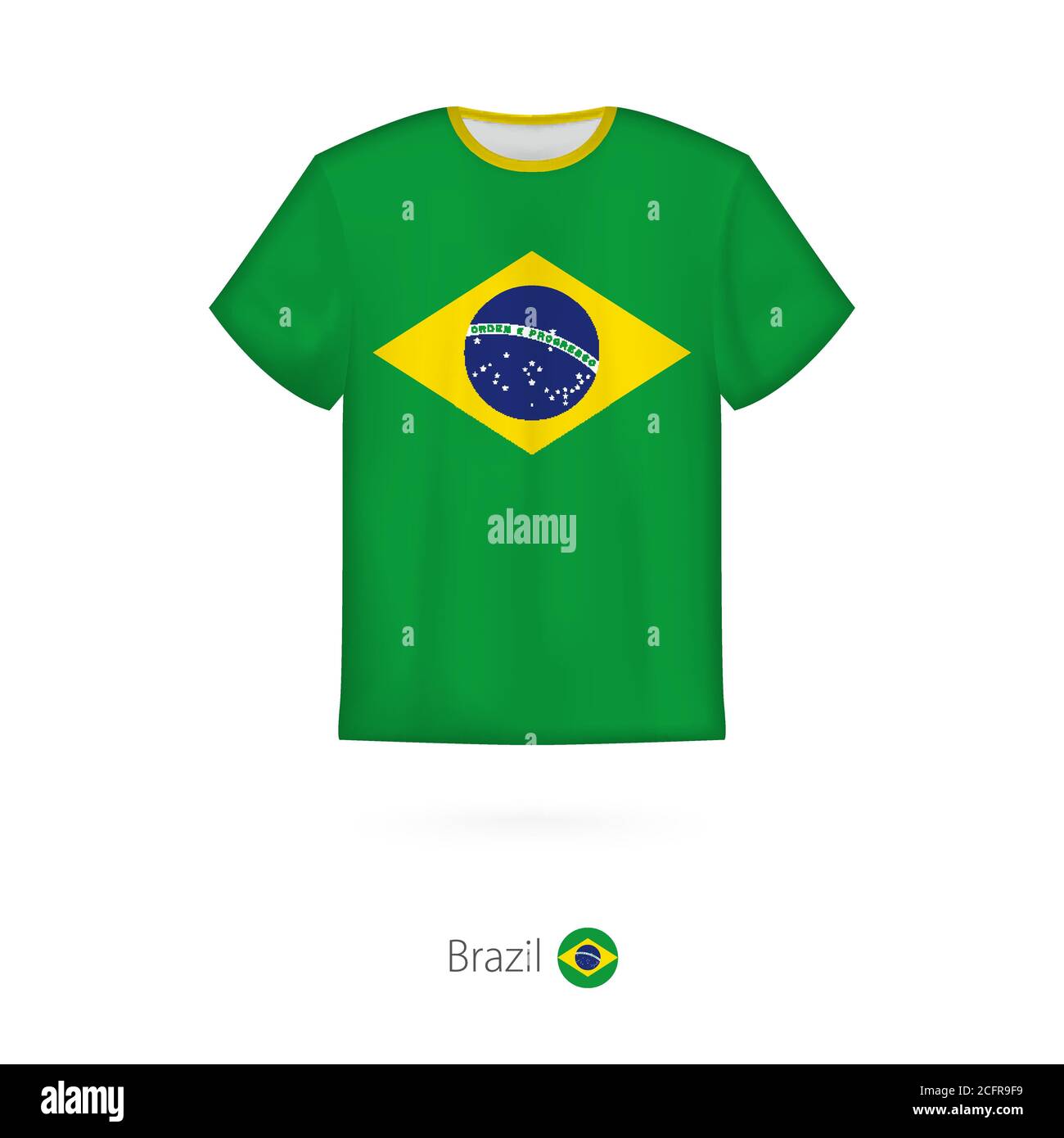 T-shirt design with flag of Brazil. T-shirt vector template. Stock Vector