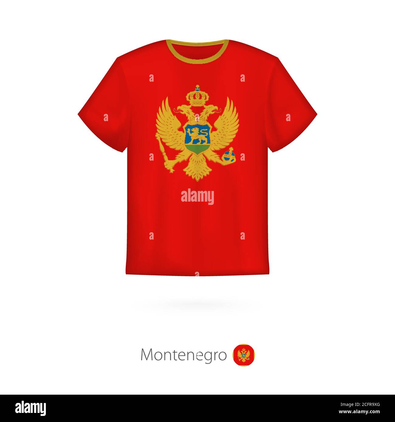 T-shirt design with flag of Montenegro. T-shirt vector template. Stock Vector