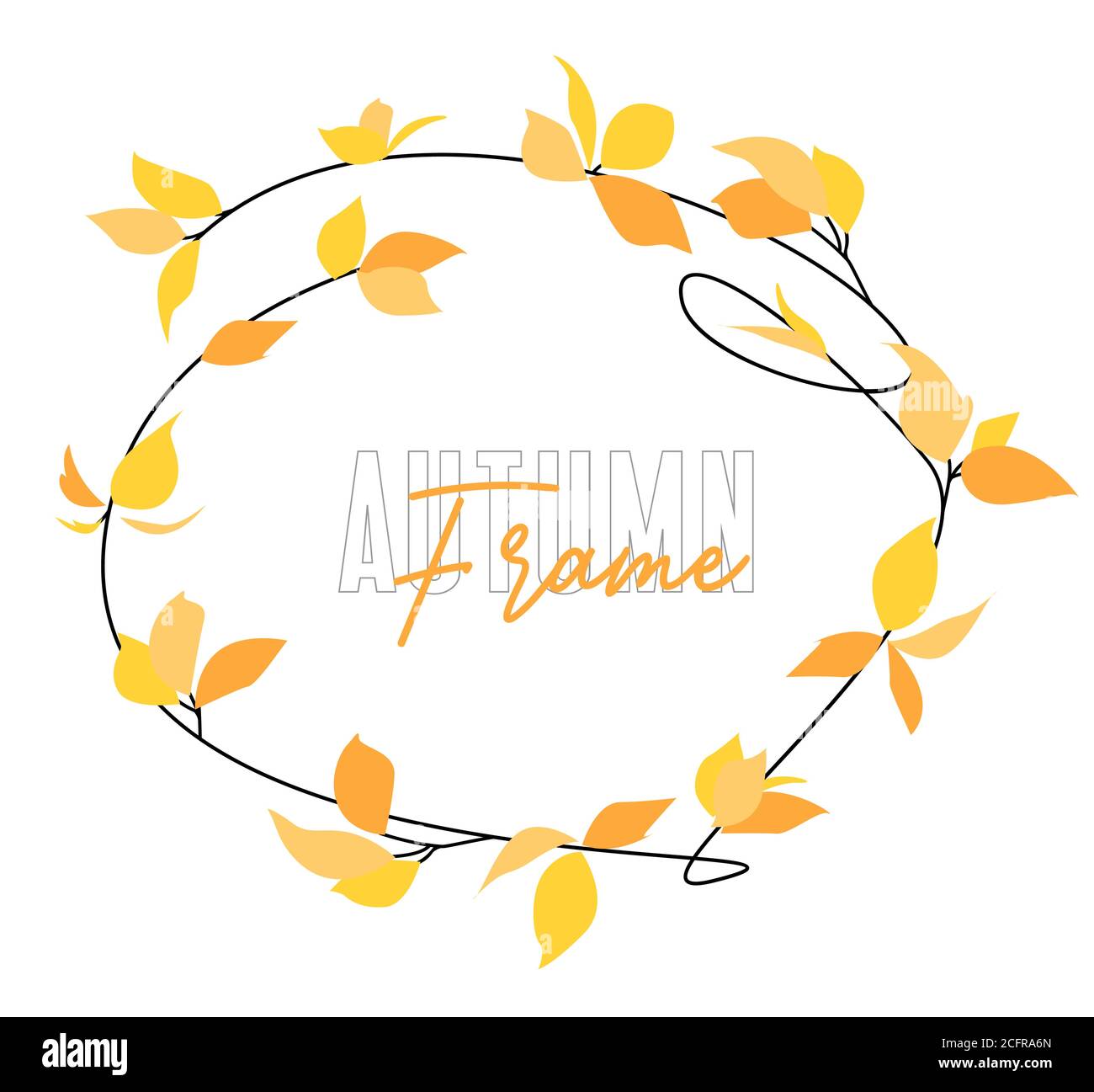 Vector illustration of autumn leaf in colors. Frame of natural leaves ...
