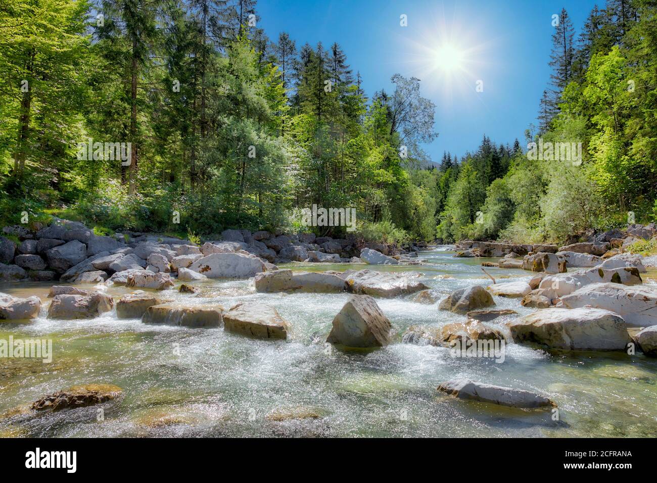 DE - BAVARIA: River Weissach at Wildbad Kreuth  (HDR-Image) Stock Photo
