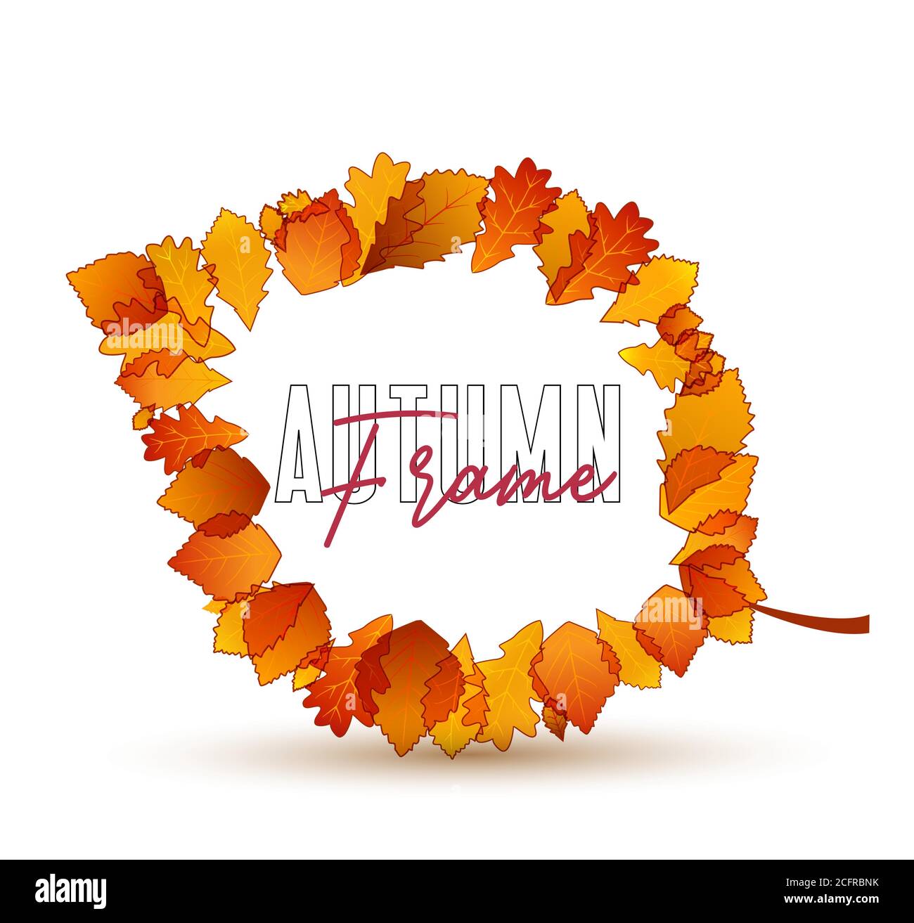 Vector illustration of autumn leaf in colors. Frame of natural leaves ...