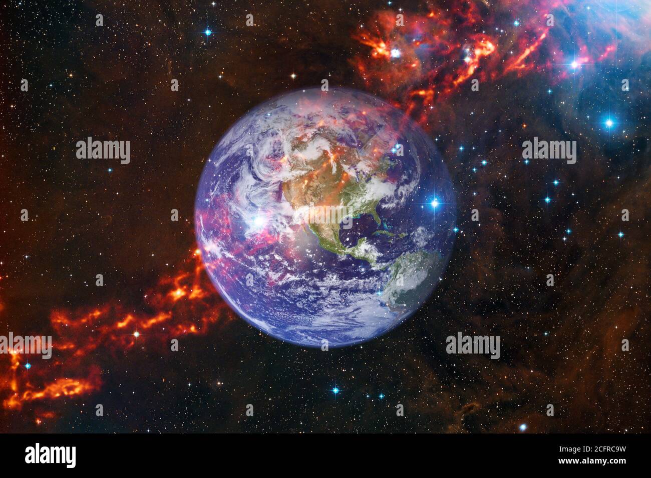Planet Earth. Science fiction wallpaper. Elements of this image furnished  by NASA Stock Photo - Alamy