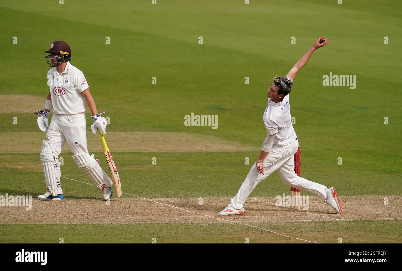 Sussex S Henry Crocombe Bowling During Day Two Of The Bob Willis Trophy Match At The Kia Oval London Stock Photo Alamy